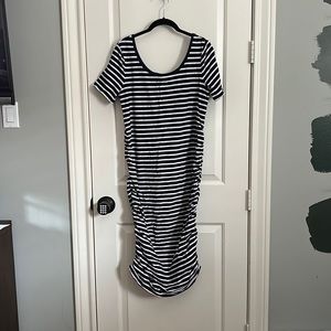 Gap Maternity navy stripe ruched knit dress